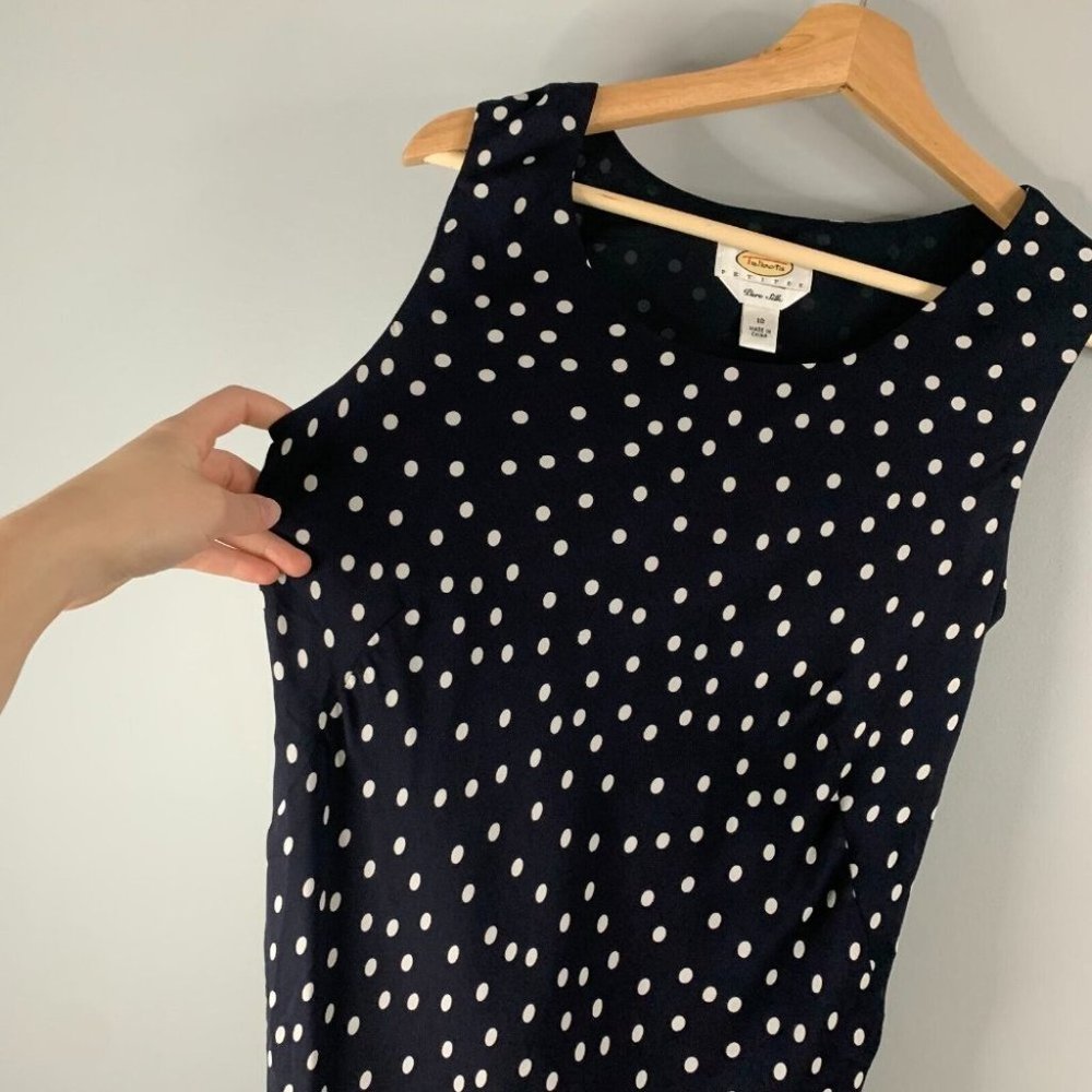 Talbots Polka Dot Sleeveless 100% Silk Midi Dress 10 Petites - Picture 2 of 12